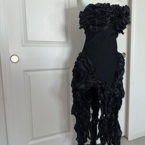 Fashion Nova Black Asymmetrical Strapless Cocktail Dress